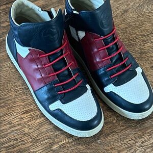 Gucci Kids High-Top Sneakers in Navy, Red & White (1.5)